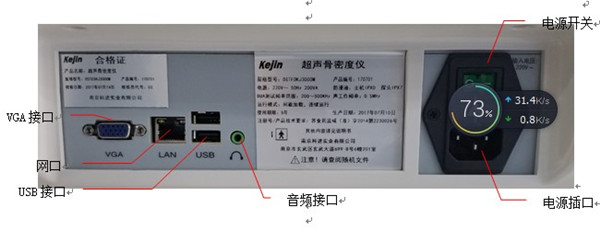 OSTEOKJ3000M、OSTEOKJ3000M+、OSTEOKJ3000S、OSTEOKJ3000S+型號骨密度儀接口示意圖